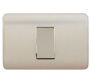 Placa armada toma corriente simple iridium champagne Schneider