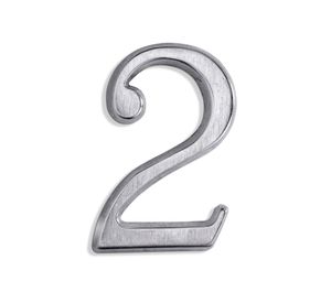 Número 2 níquel satinado 7 cm Poli