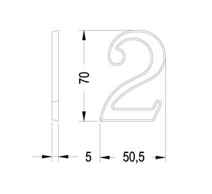 Número 2 níquel satinado 7 cm Poli