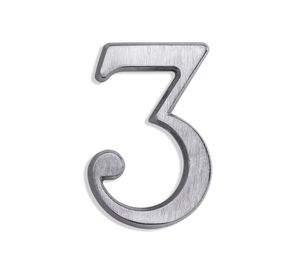 Número 3 níquel satinado 7 cm Poli