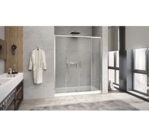 Mampara Premium perfil cromado 190x160x3.5 cm