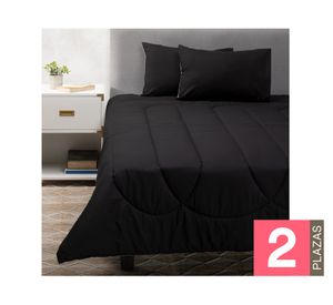 Pack 2 almohadas 50x70 cm negro + Plumón bicolor 2 plazas negro/gris