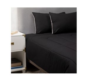 Pack 2 almohadas 50x70 cm negro + Plumón bicolor 2 plazas negro/gris