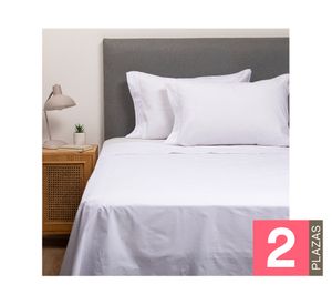 Pack 2 almohadas 50x70 cm blanco + juego de sábanas 2 plazas ahsb-pkbl2 blanco