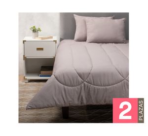 Pack 2 almohadas 50x70 cm gris + Plumón bicolor 2 plazas negro/gris