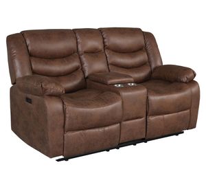 Sofá reclinable 2 cuerpos Domingo poliéster café