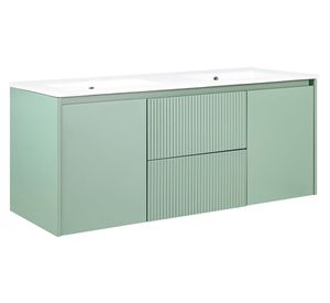 Mueble vanitorio Sophie sage green texturado + cubierta 121x46.5 cm