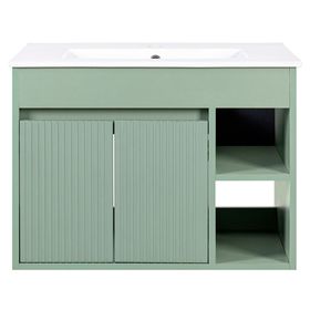 Mueble vanitorio Lille sage green texturado + cubierta 61x46.5 cm