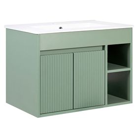 Mueble vanitorio Lille sage green texturado + cubierta 61x46.5 cm
