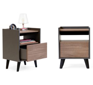 Pack 2 veladores 1 cajón Pop gris/café