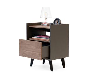 Pack 2 veladores 1 cajón Pop gris/café