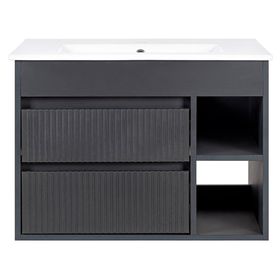 Mueble vanitorio Paris dark grey texturado + cubierta 61x46.5 cm