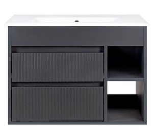 Mueble vanitorio Paris dark grey texturado + cubierta 61x46.5 cm
