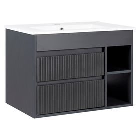 Mueble vanitorio Paris dark grey texturado + cubierta 61x46.5 cm