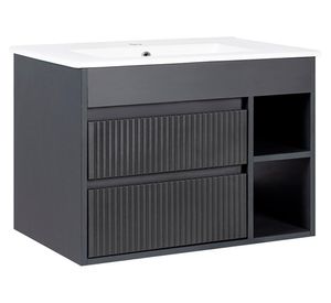 Mueble vanitorio Paris dark grey texturado + cubierta 61x46.5 cm