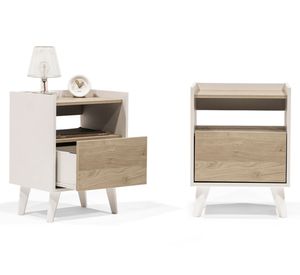 Pack 2 veladores 1 cajón Pop blanco/café