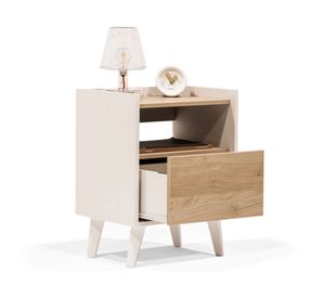 Pack 2 veladores 1 cajón Pop blanco/café