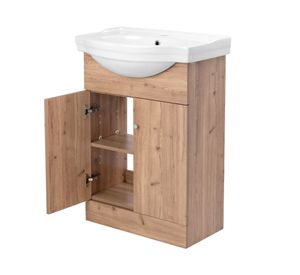 Kit mueble vanitorio Marie rústico 60x80 cm + cubierta