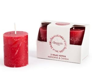 Vela manzana/canela Votiva rojo 2 unidades Organic Spa.