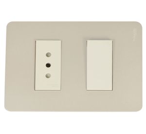 Placa armada toma corriente + interruptor 9/12 Orión Schneider