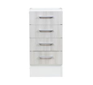 Mueble base lavaplatos 4 cajones blanco/acacia Mobikit