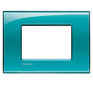 Placa 3 módulos Living Light verde Bticino