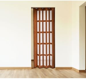 Puerta Plegable PVC 90x200 cm Café claro con ventana Baldara