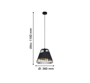 Lámpara colgar 1L E27 36 cm Austell negro Eglo