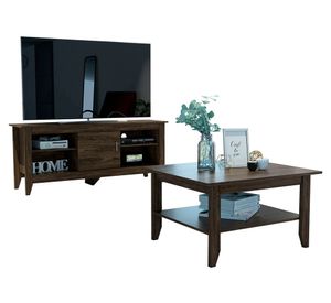 Rack TV 65'' + mesa de centro Essential coñac 2 TuHome