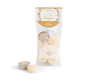 Vela tea light coco/vainilla 6 unidades Organic Spa.