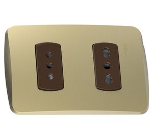 Placa armada tomacorriente 10A/16A Miluz dorado Schneider