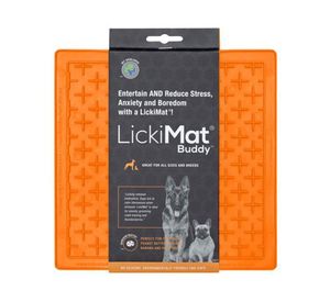 Plato silicona perro naranjo Lickimat