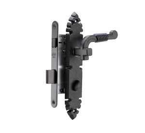 Cerradura embutida manilla baño negra Rústica B40 Poli