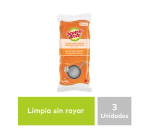 Esponja cero rayas cocina 3 unidades naranjo Scotch-Brite