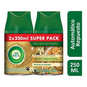 Pack 2 Recarga desodorante ambiental Air Wick Vainilla Navidad Freshmatic 500 ml