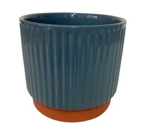 Macetero enlozado azul 17x15x15 cm