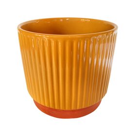 Macetero enlozado mostaza 20x18x18 cm