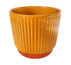 Macetero enlozado mostaza 20x18x18 cm