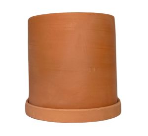 Set 2 maceteros con plato Clásico S M terracota