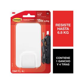 Gancho resiste 6.8 kg + 4 tiras adhesivas