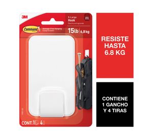 Gancho resiste 6.8 kg + 4 tiras adhesivas