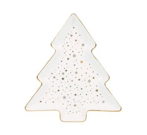 Plato pino M blanco/gold