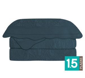 Quilt reversible 1.5 plaza Antique azul