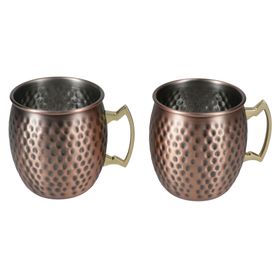 Mug acero martillado cobre 2 unidades