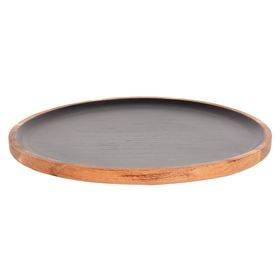 Plato para servir 35 cm Liso negro/madera