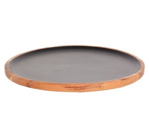 Plato para servir 35 cm Liso negro/madera
