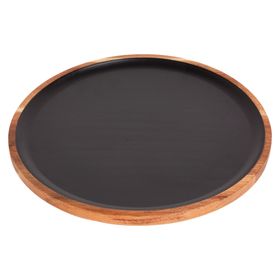 Plato para servir 35 cm Liso negro/madera