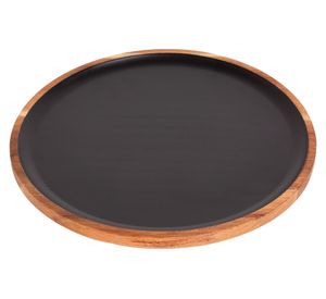 Plato para servir 35 cm Liso negro/madera