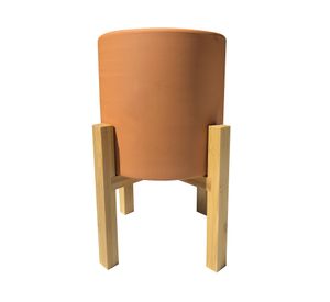 Macetero cilindro terracota con pedestal bamboo 25x19 cm