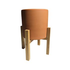 Macetero cilindro terracota con pedestal bamboo 25x19 cm